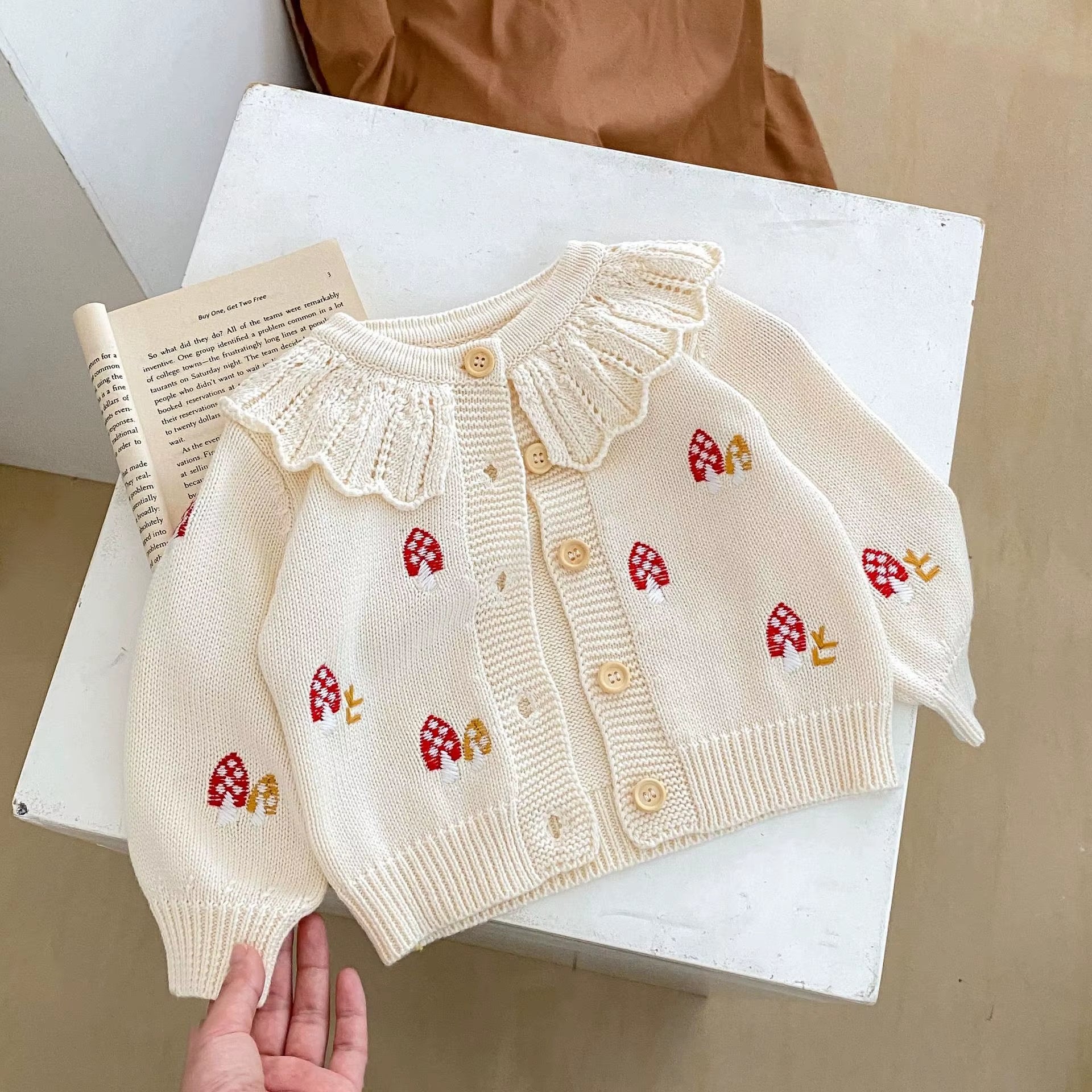 Lotusbloom – Embroidered Knit Top & Strap Romper Set for Baby Girls